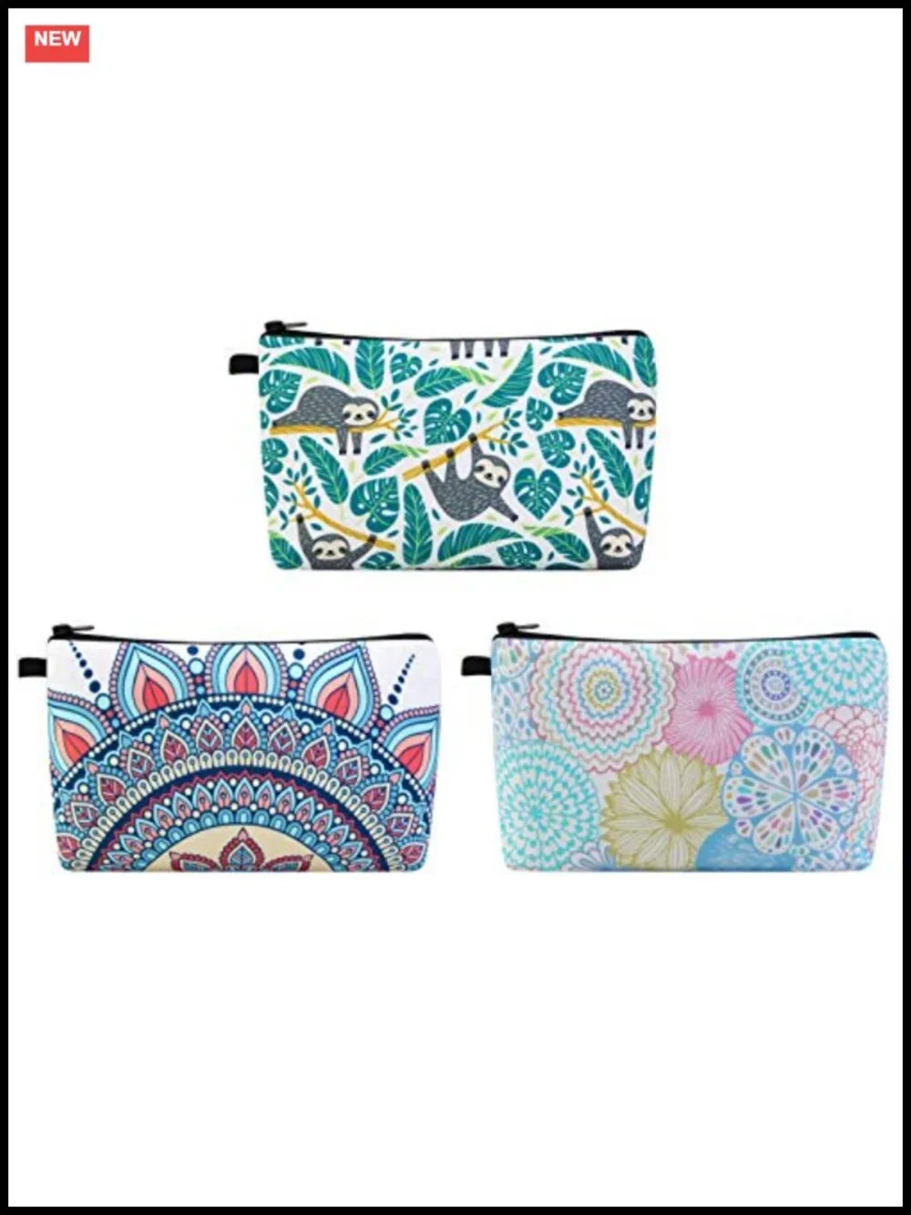 3 Pack Makeup Bag Polyester Waterproof Travel Cosmetic Pouch Set Women Toiletry